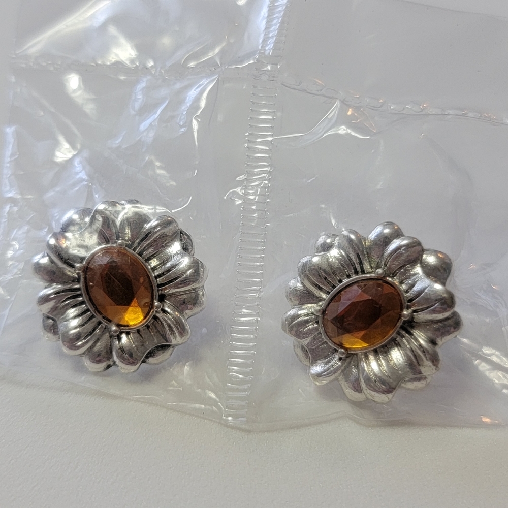 Antiqued Floral Birthstone Colored Earring November Topaz Color Avon Citrine